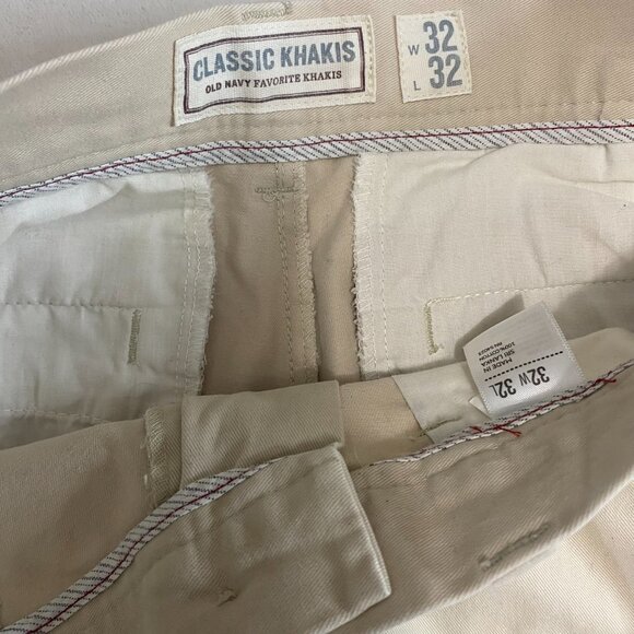 Old Navy Pants Mens 34 x 32 Tan Chino Classic Favorite Khakis Straight Leg - Picture 4 of 9